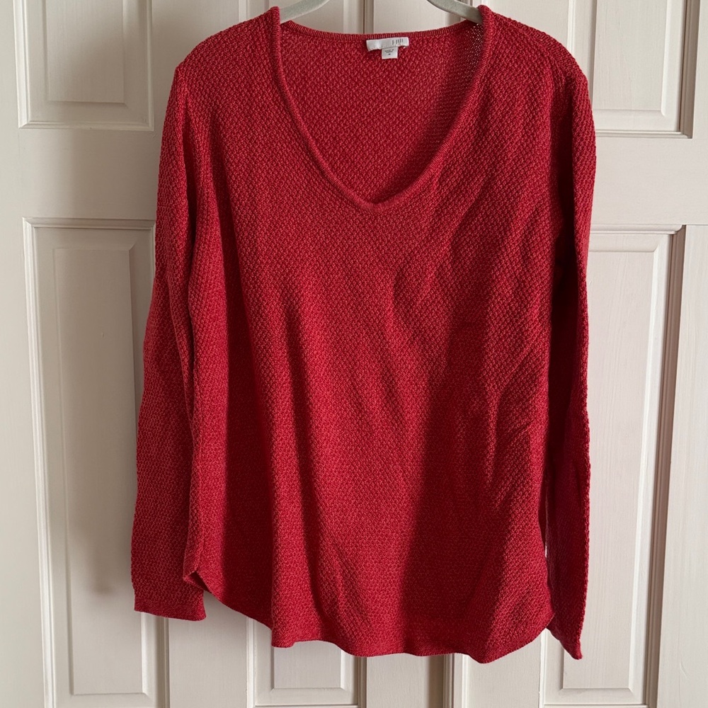 J. Jill Textured Long Sleeve V-neck Sweater